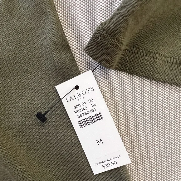 TALBOTS Cotton Long Sleeve Tee/ Olive Night - Picture 4 of 4